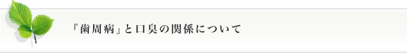 『歯周病」と口臭の関係について